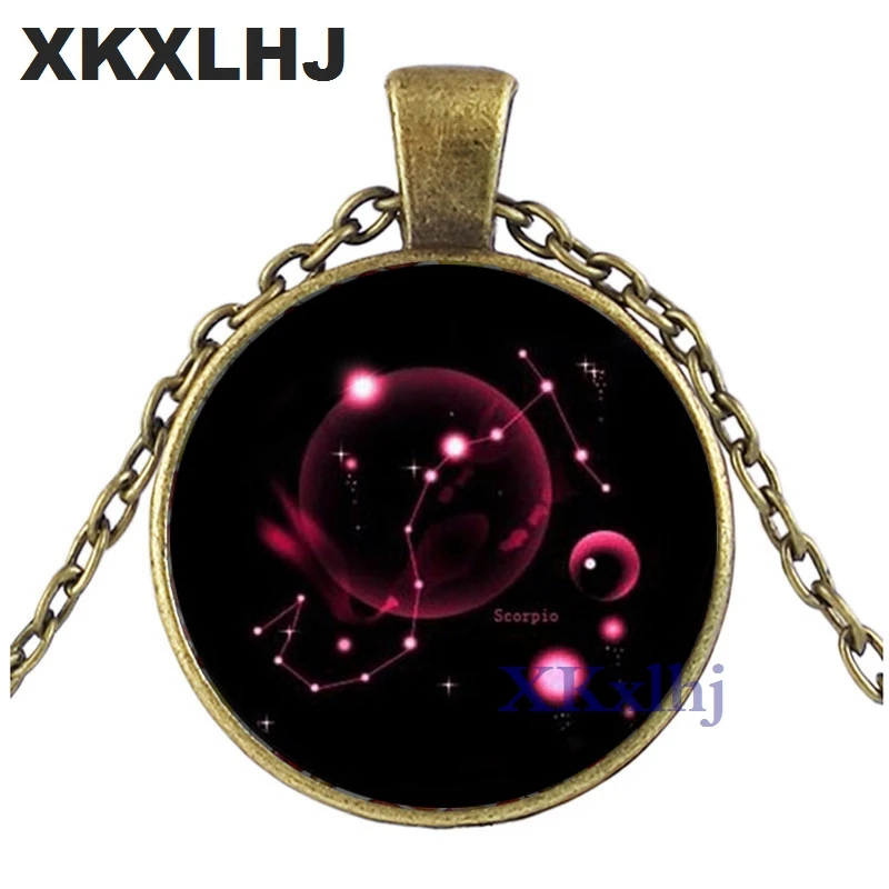 XKXLHJ Hot 12 Star Zodiac Signs Constellation Necklace Horoscope Astrology Disc Pendant Women Statement Birthday Gift |