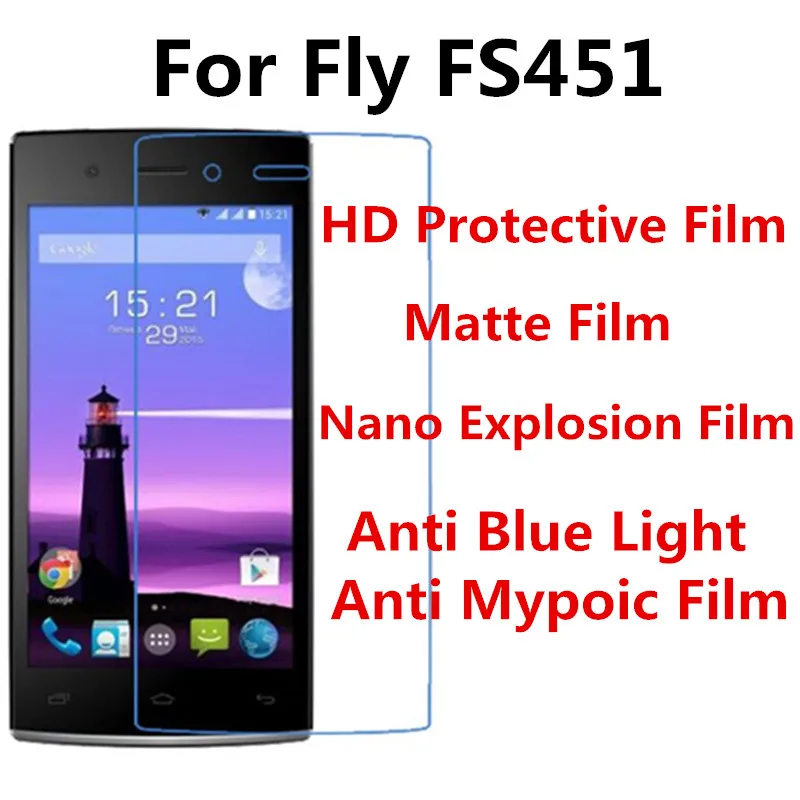3 шт. Для Fly FS451 Супер Прочный Анти Blue Ray Защитные Глаза HD 99% Свет Редуктором Матовая