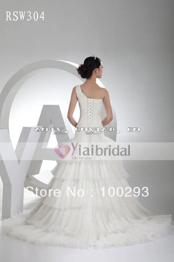Sue Wong Wedding Dresses A-Line Floor-Length Chapel Train D One Shoulder Sleeveless Dropped Lace Up Built-In Bra Organza Customi | Свадьбы и