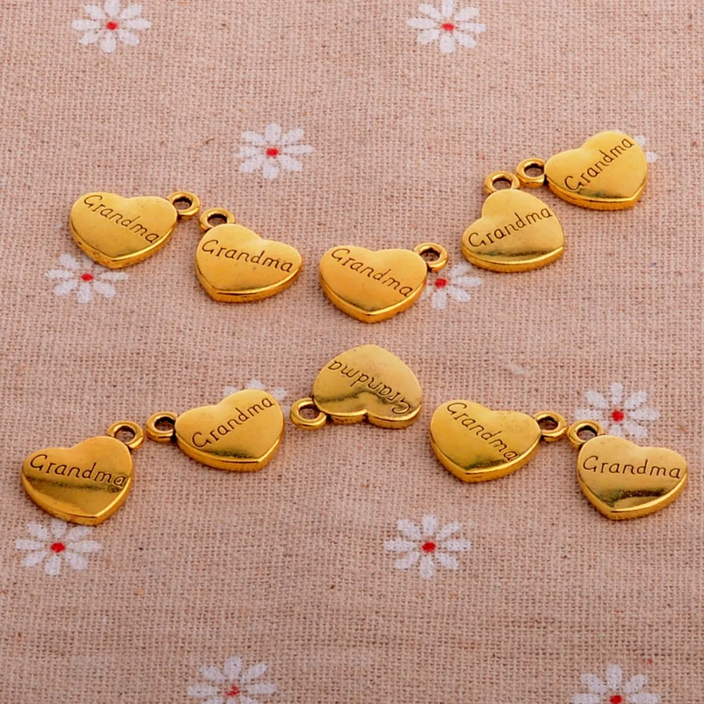 100 шт./лот ручная работа подвески в виде Золотого сердца для бабушек DIY ожерелье