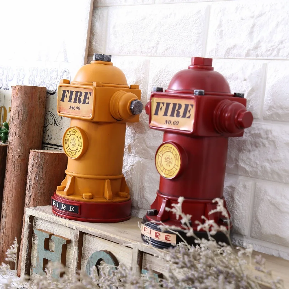 

New Vintage Style Resin Coin Saver Fire Hydrant Shape Money Box Piggy Bank Home & Shop Decor Resin Gift Craft