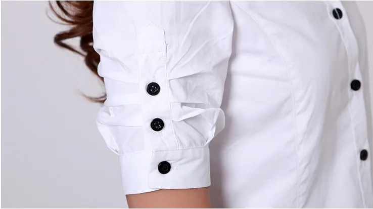 2016 New Fashion Summer Lady's shirt Woman 5 minutes of sleeve White Designer Casual shirts Free shipping |