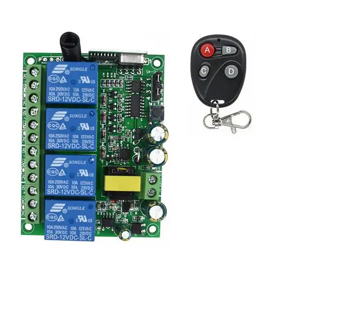 433 mhz AC220V 220 V 4CH RF беспроводной пульт дистанционного управления релейный переключатель системы безопасности для трубчатого двигателя гаражной двери лампа для жалюзи - Цвет: 1 switch 1 remote