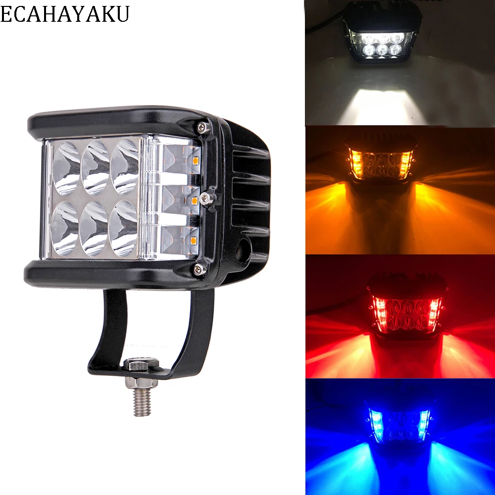 ECAHAYAKU 2x4 дюйма светодиодный рабочий светильник Бар Белый Янтарь флэш для