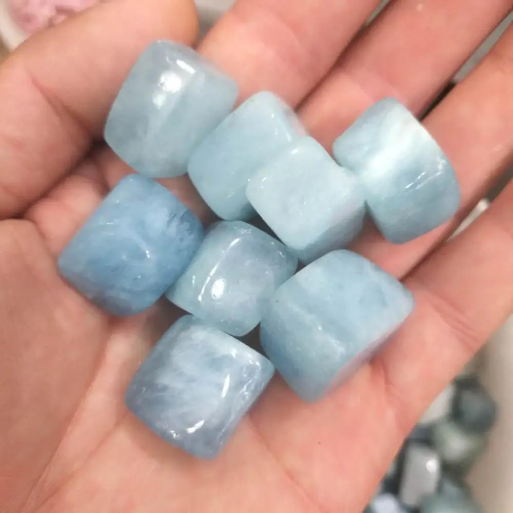 

Beautiful Natural Aquamarine Tumbled Stone Polished blue gemstone crystal rough