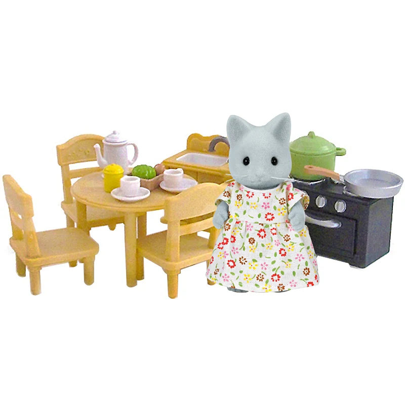 Sylvanian семейный кукольный домик аксессуары для кухни столовой сценический