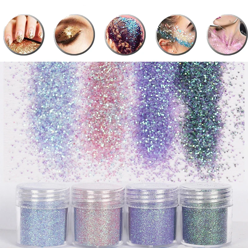 4Pot/набор чешуйчатая массивная блестящая пудра цветные тени для век ногтей тату