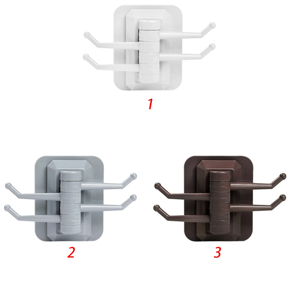 Bathroom Rotatable Hook Storage Rack 4-link Wall Hooks Towel Multi-use Traceless | Дом и сад