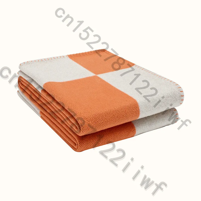 H Blanket Orange Новое кашемировое Клетчатое одеяло, вязанное крючком, мягкий шерстяной шарф, шаль, портативный теплый диван, кровать, флисовое вязаное розовое одеяло, наволочка - Цвет: H Blanket Orange