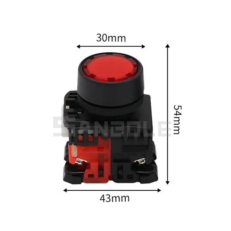 Flat knob AR22F5L-01/10G Push button switch LED Self-locking Latching with lamp 24V/220V/380V Opening 22MM 1NO1NC | Обустройство дома