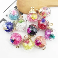 10pcs 1621mm crystal with flower glass ball charms pendant fit bracelet necklace hair jewelry accessories diy craft fx053