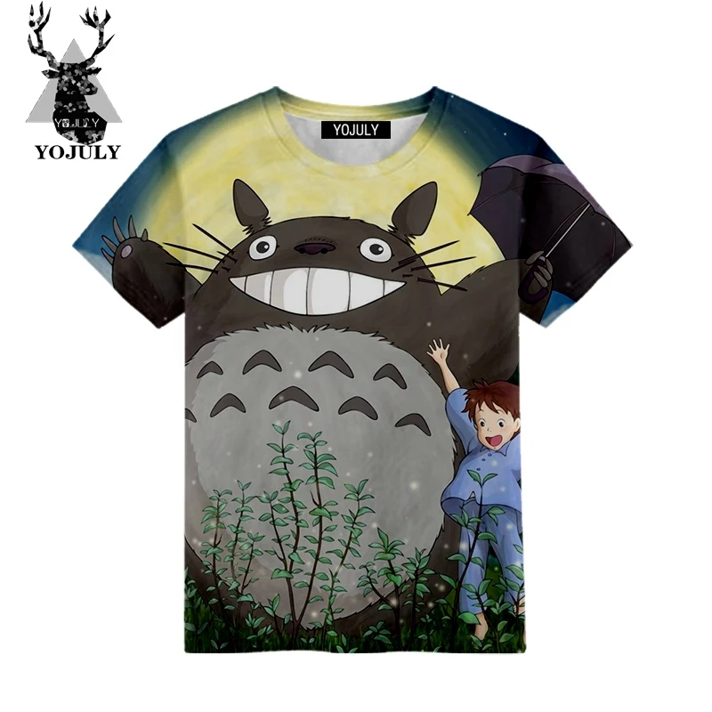 YOJULY 2019 Kawaii Totoro Детская футболка с 3D принтом Новые Топы для мальчиков и девочек
