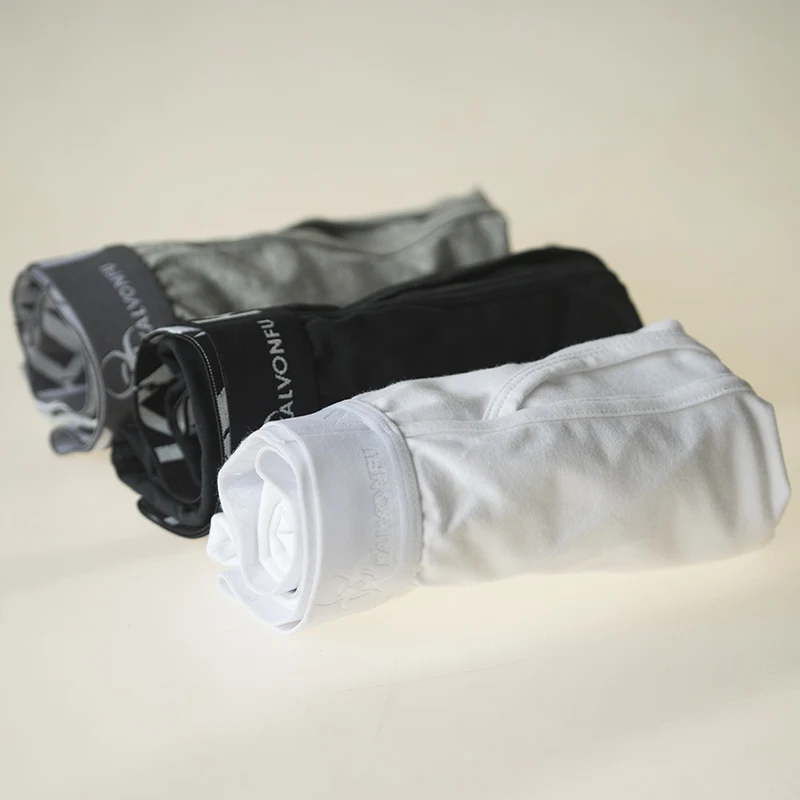 KalvonFu Мужское нижнее белье мягкие хлопковые однотонные боксеры с надписью 3