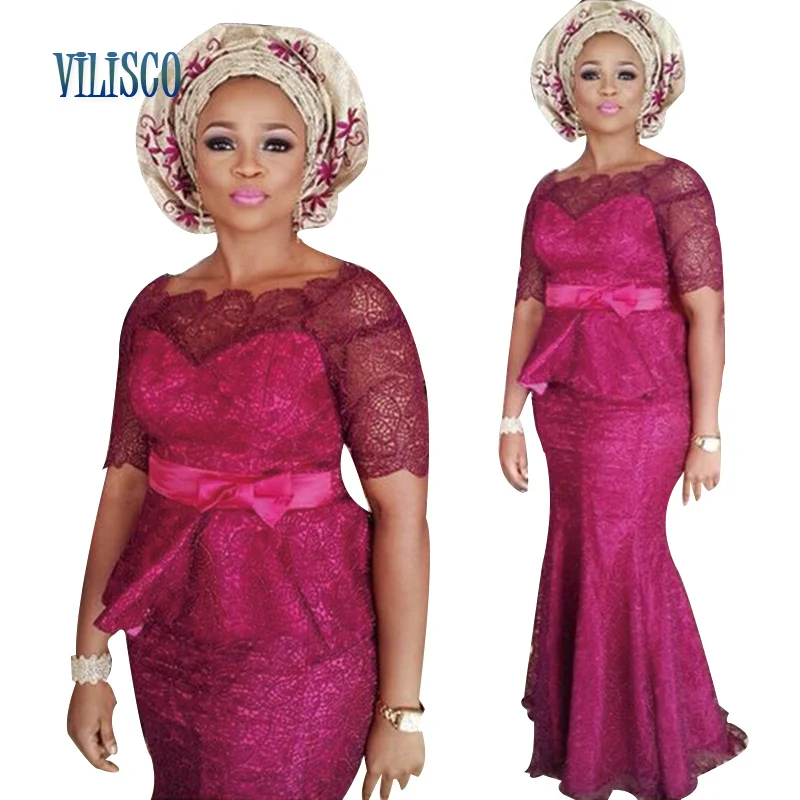 Женское платье с кружевной вышивкой в африканском стиле Bazin Riche короткий топ и