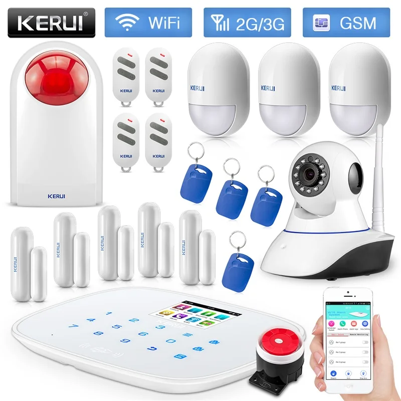 KERUI 3g WiFi GSM охранная сигнализация PSTN RFID IOS Android приложение управление беспроводной умный дом Охранная сигнализация датчик сигнализации DIY комплект - Цвет: KIT6