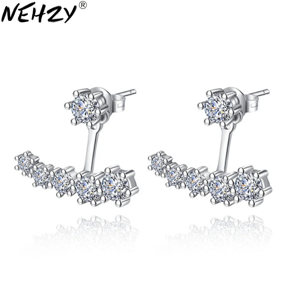 

S925 Stamp Women jewelry high - grade zircon six - claw Stud Earringsafter hanging fashion jewelry brand simple silver jewelry