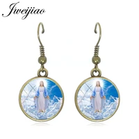 jweijiao virgin mary drop earrings glass cabochon dangle earrings the feast of the assumption jewelry for women girls as01
