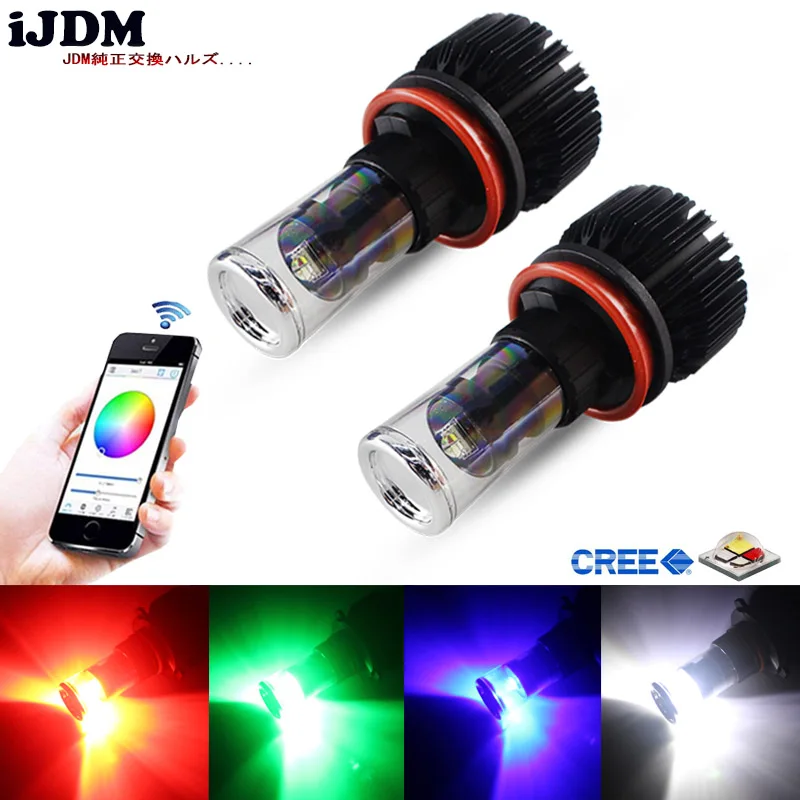 IJDM автомобильный H11 Светодиодный CANBUS RGB Chips H8 светодиодный лампы для замены