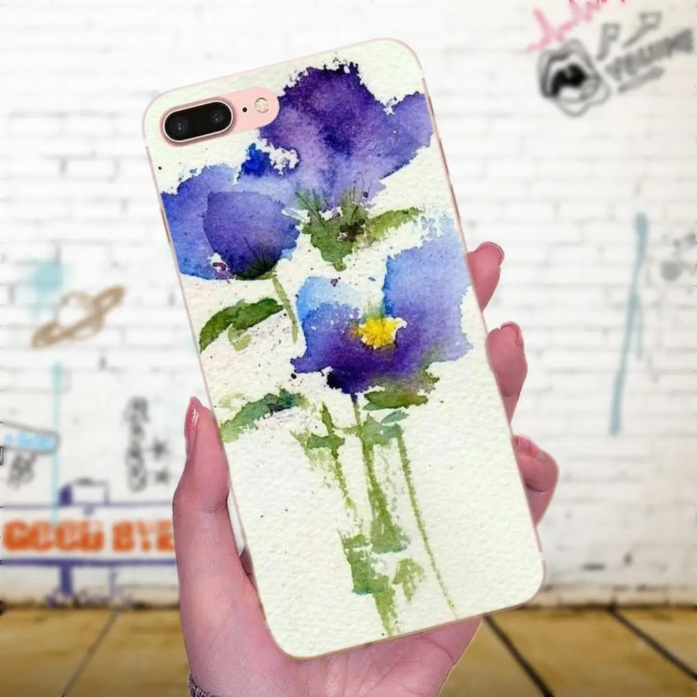 Акварельная живопись цветами фиолетовый цветок для Huawei Honor 4C 5A 5C 5X 6 6C 6A 6X 7 7X 8 9 V8 V10