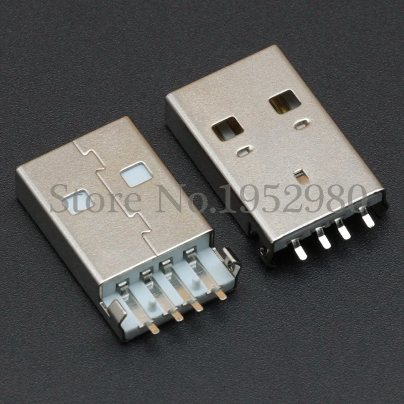 Разъем USB 2 0 10 шт. штекер AM 180 градусов с контактным контактом офсетная белая