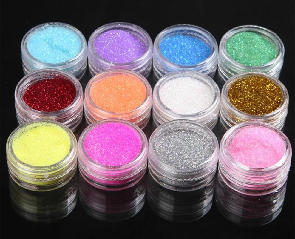 Блестящий металлический блеск для ногтей 12 цветов акриловая пудра пыль 3D