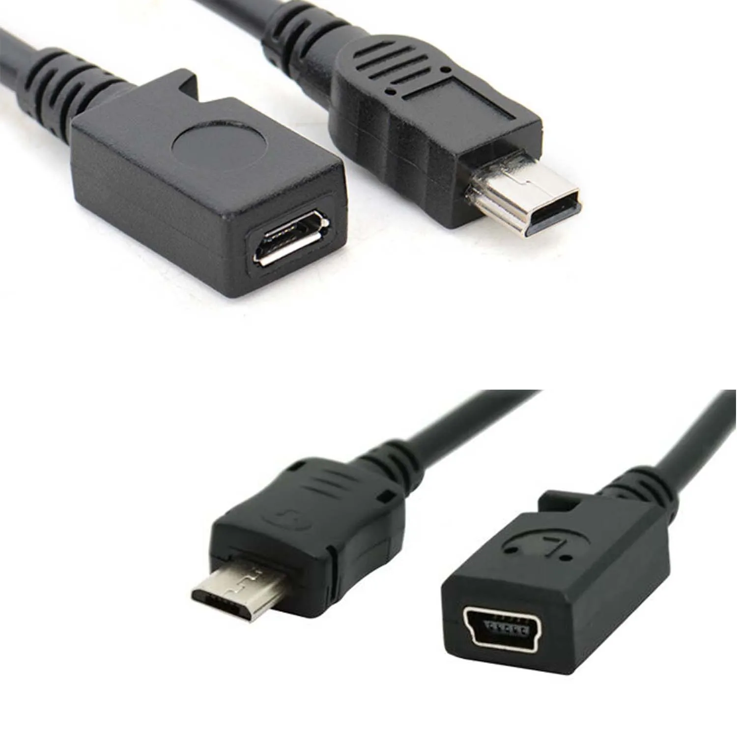 Мини USB штекер для Micro B гнездо кабель зарядки и передачи данных адаптер конвертер