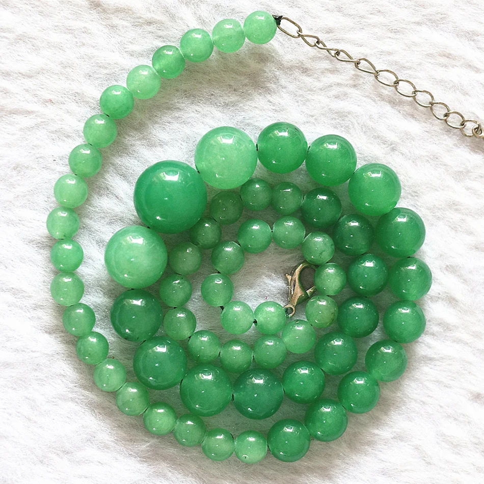 Beautiful 8mm Green Chalcedony Necklace Rope Chain Beads Fashion ...