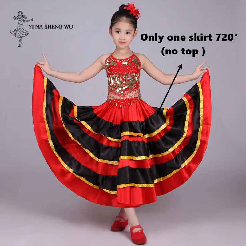 720 degree skirt Костюмы для танца живота; детская длинная юбка для танцев; одежда для выступлений на сцене; большая юбка-качели для танцев; одежда для цыганских танцев для девочек - Цвет: 720 degree skirt
