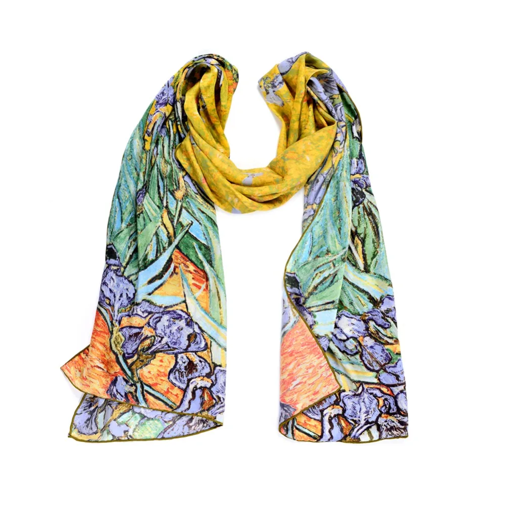 SALUTTO 100% натуральный шелковый шарф для дам Ван Гог Картина маслом модный роскошный