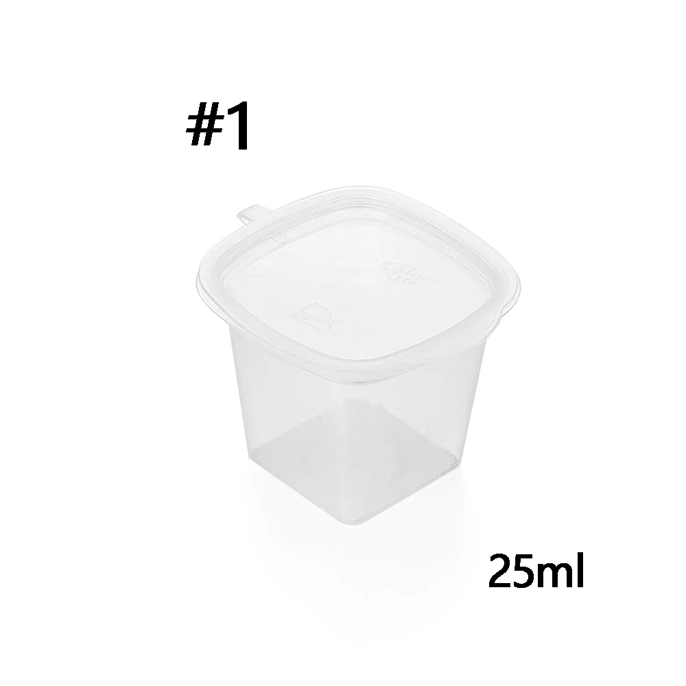 25ml 25pcs 1 Набор, 25-45 мл, одноразовые пластиковые контейнеры для соуса на вынос, контейнер для еды с откидными крышками, небольшая коробка для пигментной краски, палитра - Цвет: 25ml 25pcs