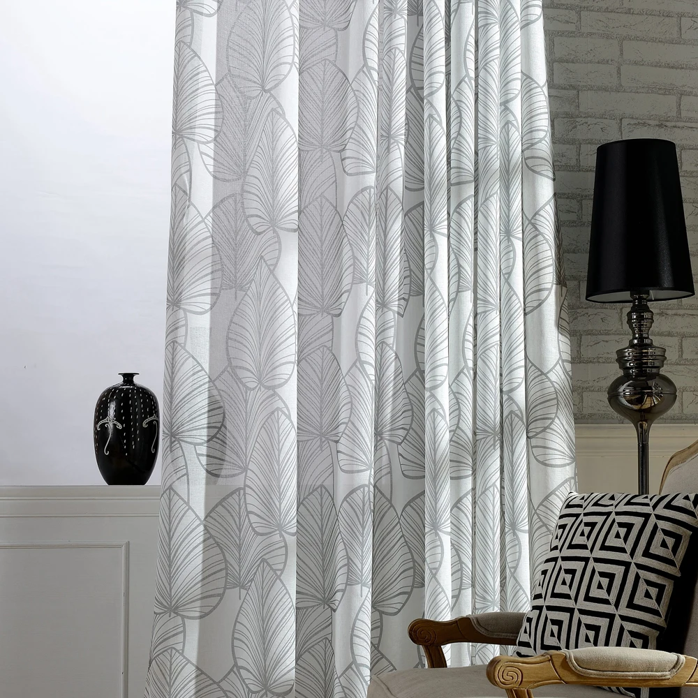 P.O.F сезон печатных оставляет шторы для гостиной лечение окно sheer home decor тюль