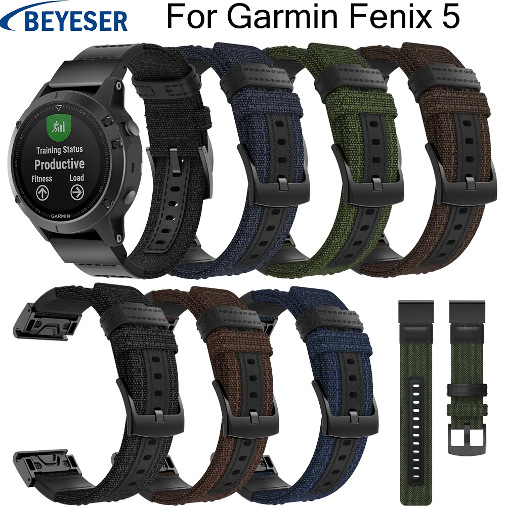 Нейлоновый ремешок для часов 22 мм Garmin Fenix 5/5 Plus Смарт часы быстросъемный Холщовый