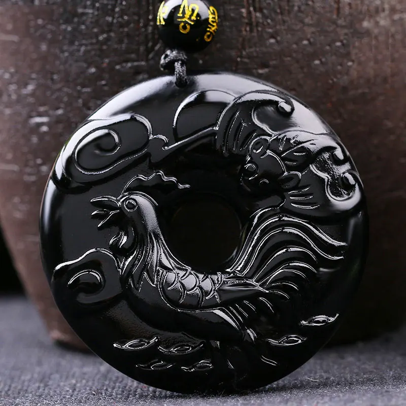 KYSZDL натуральный высокое качество обсидиан Зодиак петух Пряжка Подвеска 2017 год