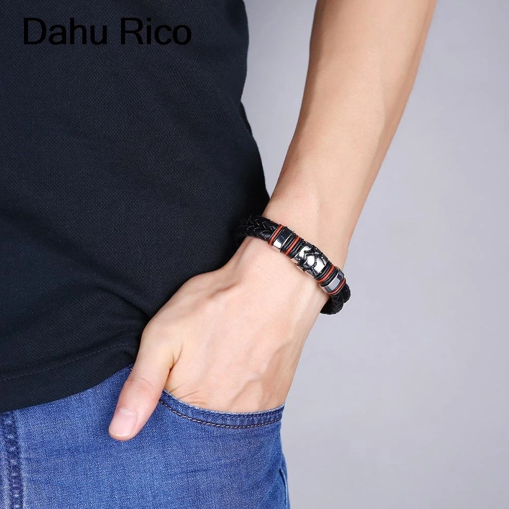 leather stainless steel accessories women ofertas calientes con envio gratis new york snap punk rock Dahu Rico bracelets | Украшения и