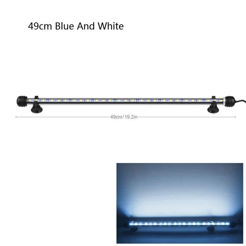 49CM White and Blue 9 см 29 см 39 см 49 аквариум светодиодный аквариум лампа Светодиодная трубчатая лампа 9/15/21/27 Светодиодный s бар светильник погружной Водонепроницаемый 100-240V штепсельная вилка европейского стандарта - Цвет: 49CM White and Blue