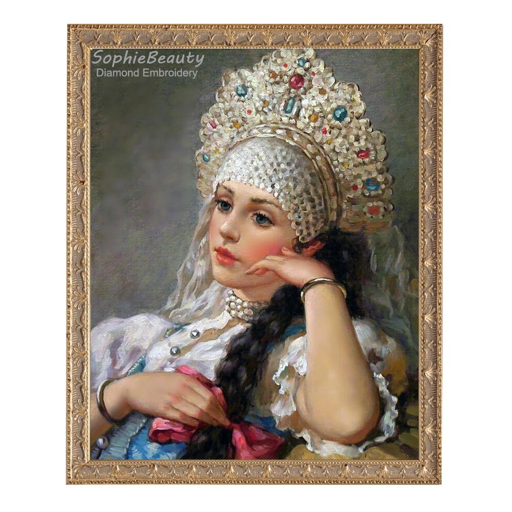 5D Diy Diamond painting Beautiful Woman Picture Full Square/Round Needlewor Kit Cross Stitch Embroidery 61230 | Дом и сад
