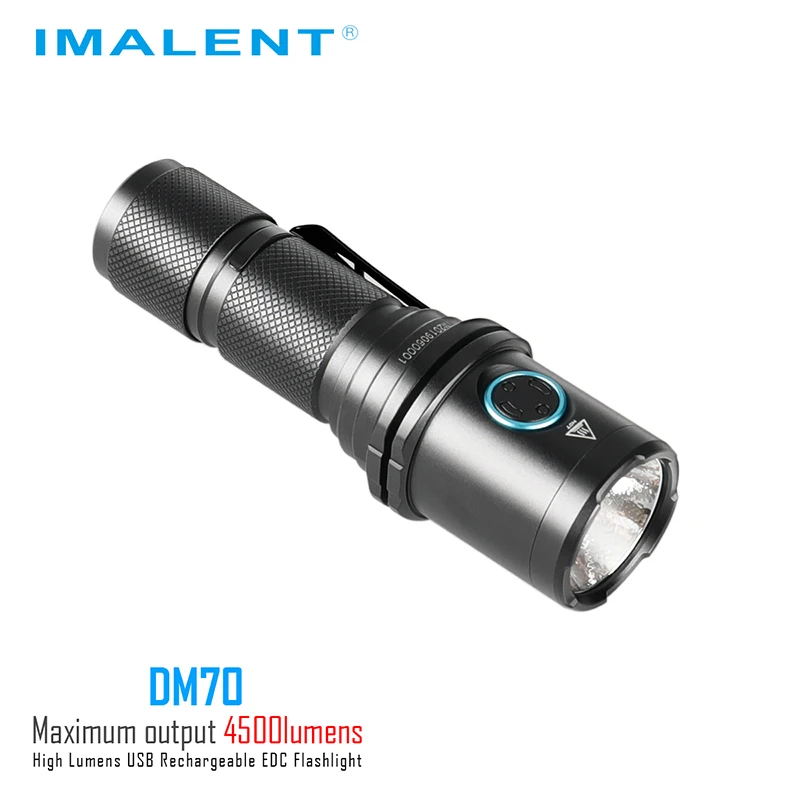 IMALENT DM70 фонарик CREE XHP70.2 max 4500 люмен дальность луча 306 метров ручной фонарь + 21700 5000