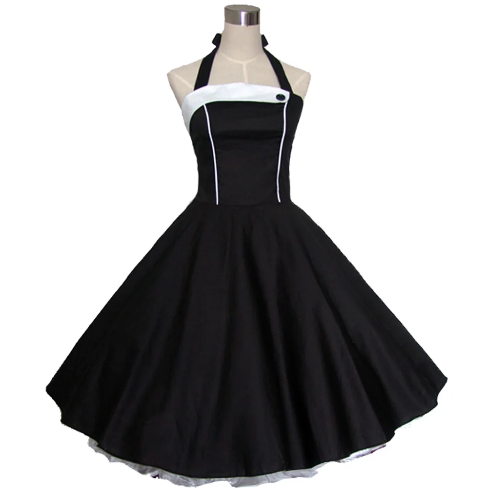 Женское винтажное платье в стиле рокабилли красное из 100% хлопка с пышной юбкой 50