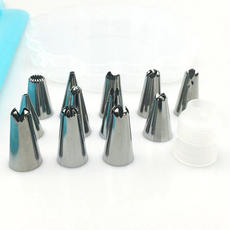 14Pcs Icing Piping Cream Pastry Bag Nozzle Set DIY Cake Decorating Stainless Steel With Collecting Storage | Дом и сад