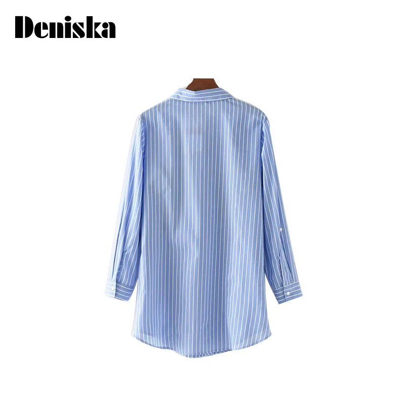 Дениска Для женщин Цветочный Вышивка рубашка в полоску с длинными рукавами и