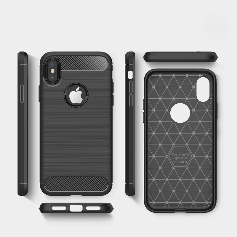 Чехол из углеродного волокна HEMSEM для iPhone X XR XS Max XSmax армированный силиконовый