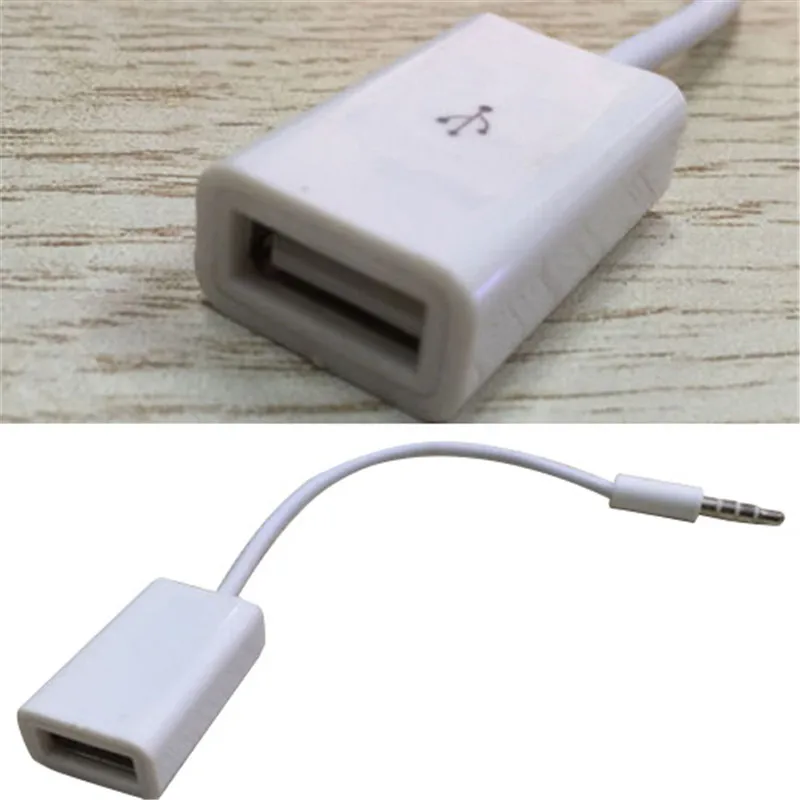 1 шт. 3,5 мм Мужской AUX аудио кабель белый штекер Jack к USB 2,0 Женский конвертер автомобильный адаптер mp3 Мужской AUX аудио разъем Jack к USB