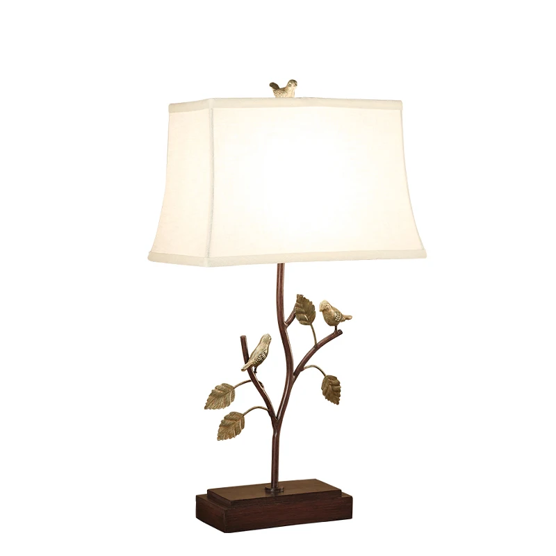 American Led Table Lamp Birds Iron Bedroom Bedside Hotel Model Room Desk Creative Study Living Light Dining | Лампы и освещение
