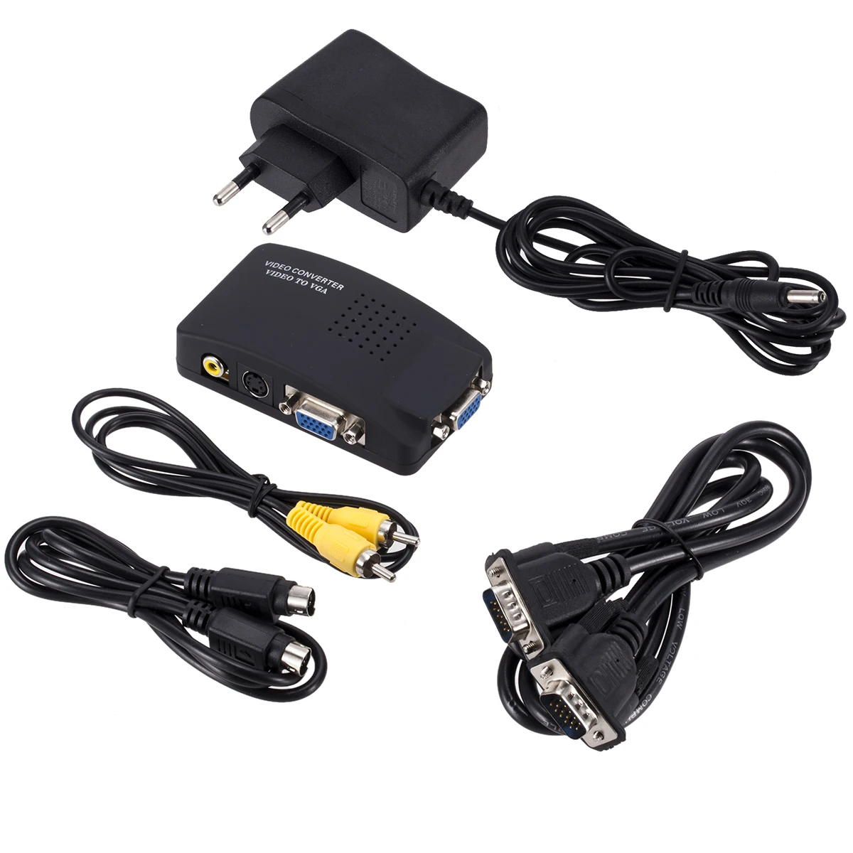 ПК ноутбук композитный видео ТВ RCA Композитный S-Video AV в ПК VGA ЖК-конвертер адаптер переключатель коробка черный