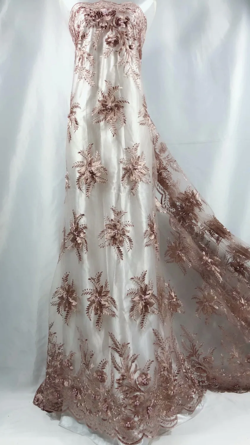 2018 Africa 3D Lace Fabric Latest Style African Embroidery Flower Beaded Women Wedding Dress | Дом и сад
