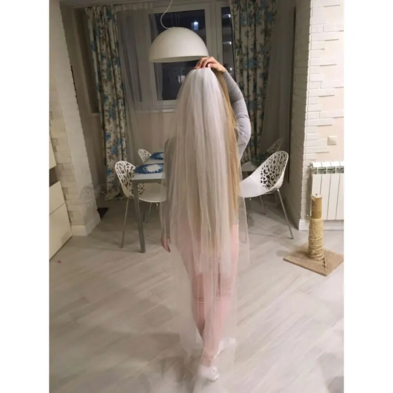 Новинка 2017 свадебная фата 2 метра длинная вуаль двухслойная с расческой