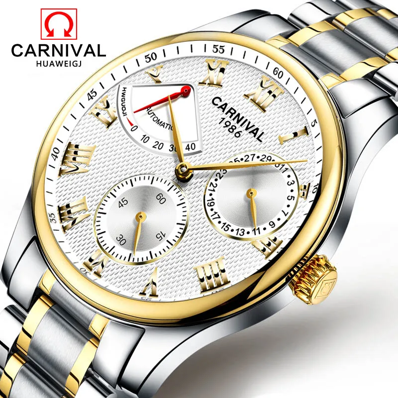 Часы Relojes Hombre CARNIVAL роскошные Брендовые мужские автоматические механические часы