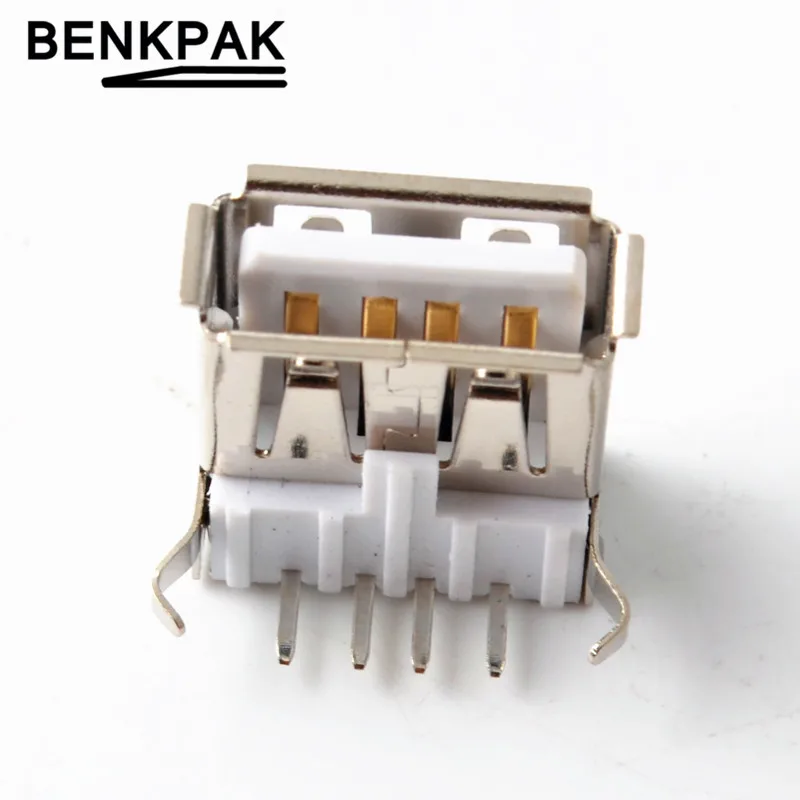 BENKPAK 10 шт. латунная деталь Φ USB тип A 4-Pin DIP прямоугольный разъем 90 градусов не
