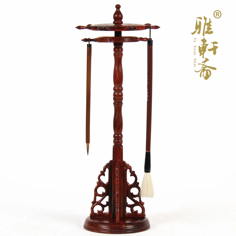 

G Zhai Gallery] mahogany hung round brush antique rosewood rotary round pen penholder the "scholar's four jewels".