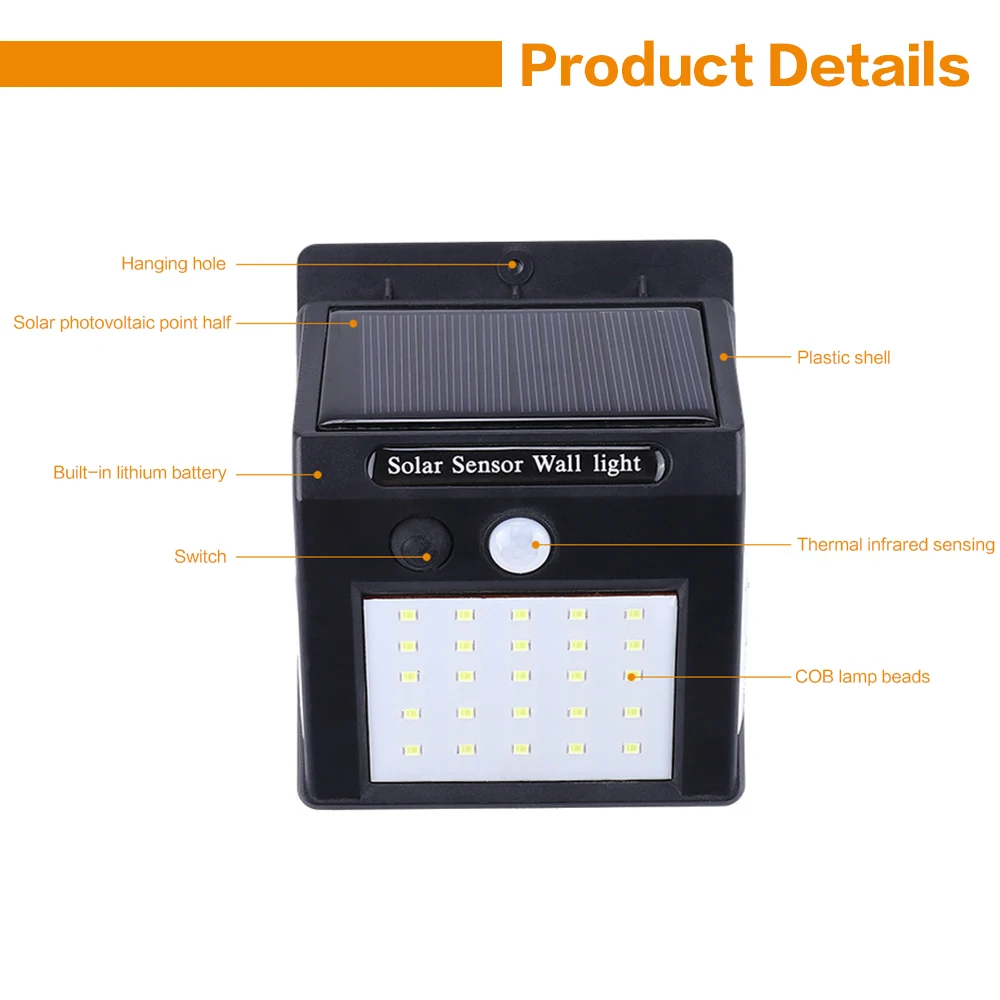 LED Lighting Motion Sensor 30 LED Solar Energy Infrared Human Induction Wall Lamp Rainwater-proof Ball Courtyard Lamp